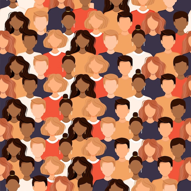 Seamless pattern with crowd of diverse people