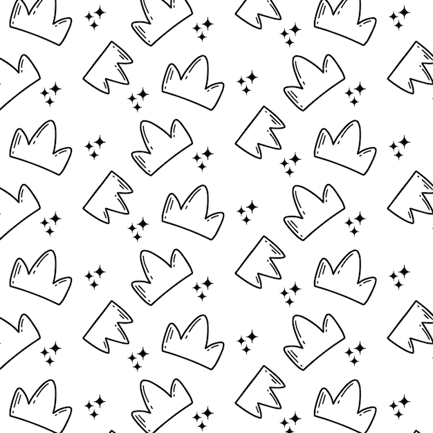 Seamless pattern with a crown Doodle style Vector pattern with a crown Children's pattern