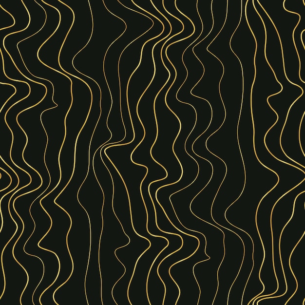 Seamless pattern with curved deformed lines Abstract background with golden wavy stripes Vector illustration