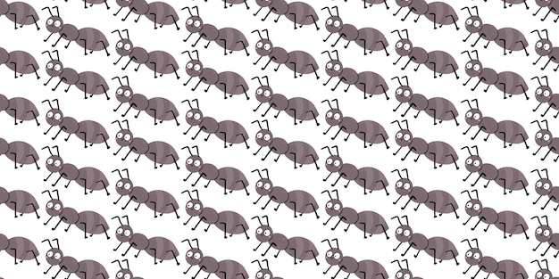 Seamless pattern with cute ant with funny eyes