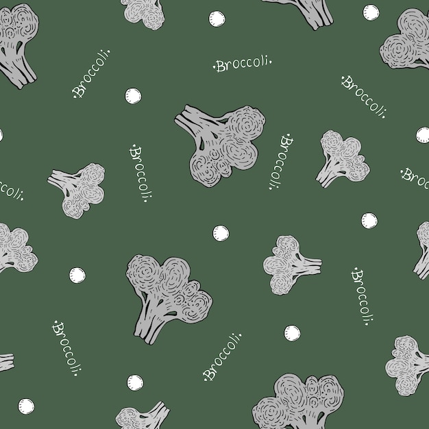 seamless pattern with cute broccoli.