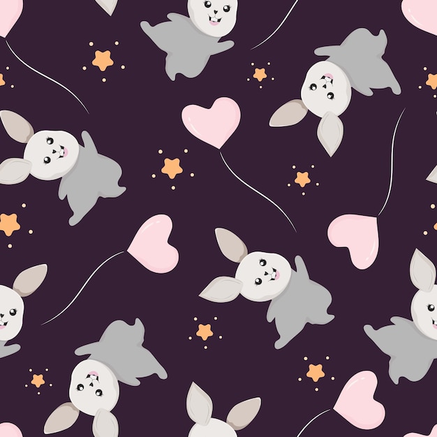 seamless pattern with cute bunny rabbit background