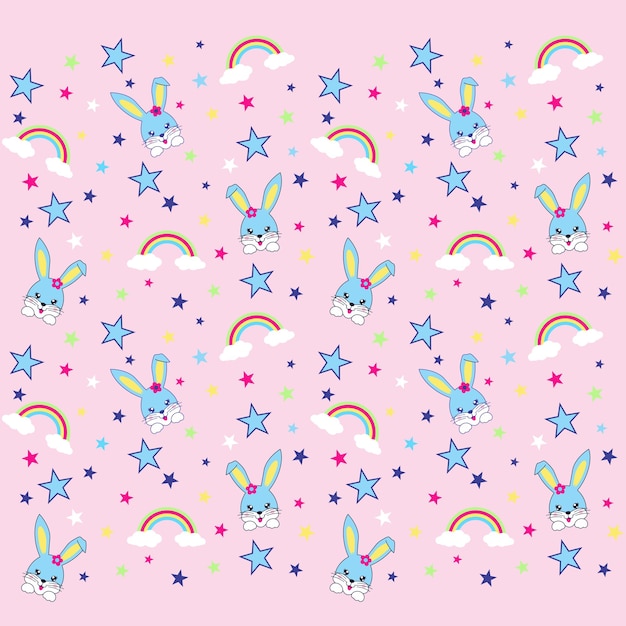 Seamless pattern with cute bunny vector illustration Design elements for wallpaper