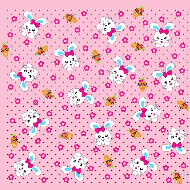 Seamless pattern with cute bunny vector illustration Design elements for wallpaper