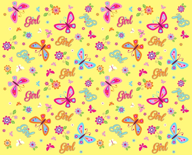 Seamless pattern with cute butterfly vector illustration Design elements for wallpaper