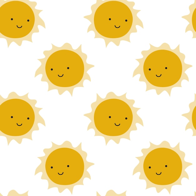 Seamless pattern with cute cartoon sun