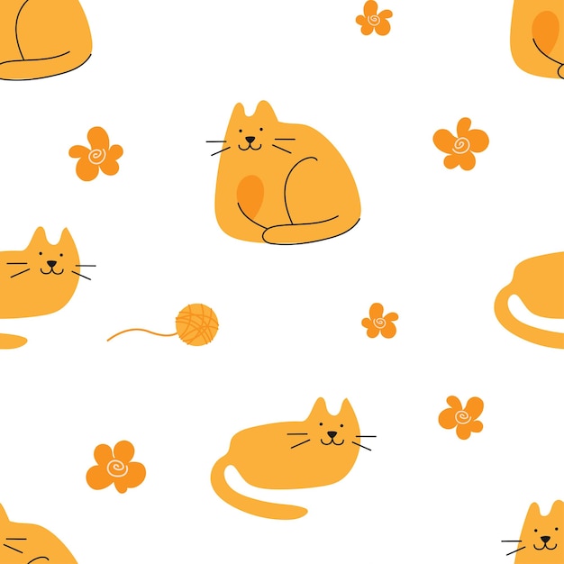 Seamless pattern with cute cats