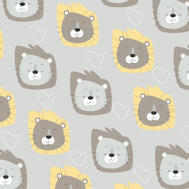 Seamless pattern with cute colorful cat heads perfect for wrapping paper