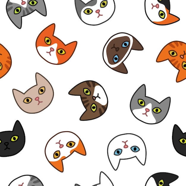 Seamless pattern with cute colorful cats Great for fabric textile Vector Illustration