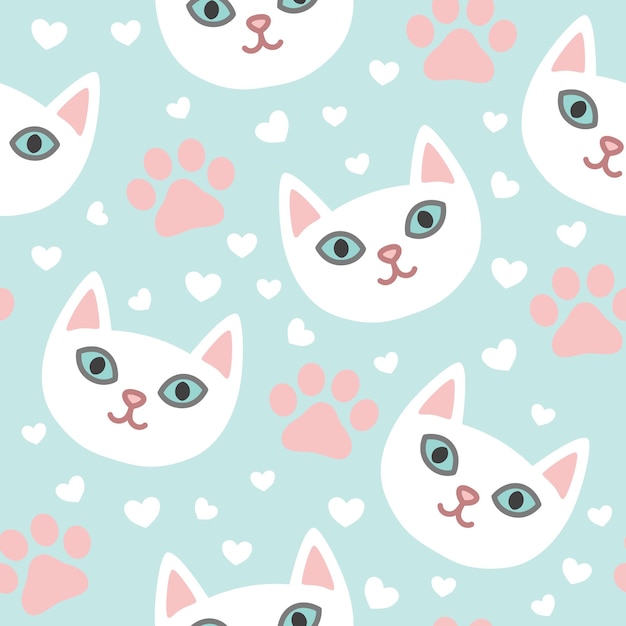 Seamless pattern with cute colorful cats Great for fabric textile Vector Illustration