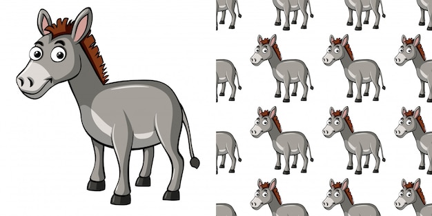 seamless pattern with cute donkey