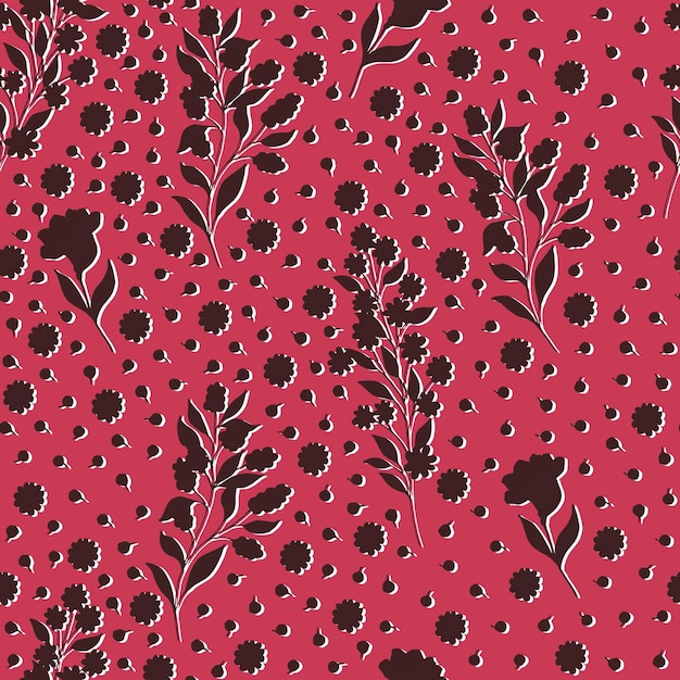 seamless pattern with cute flowers and sprigs