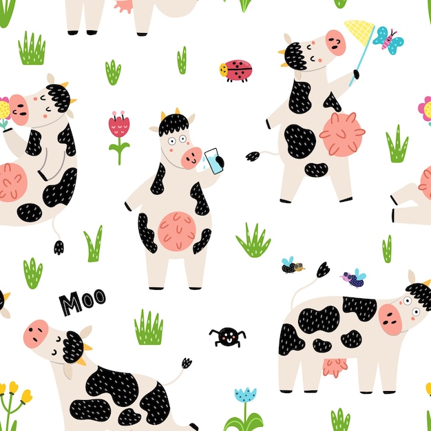 Seamless pattern with cute foxes - mother and baby. Great for fabric and textile design.