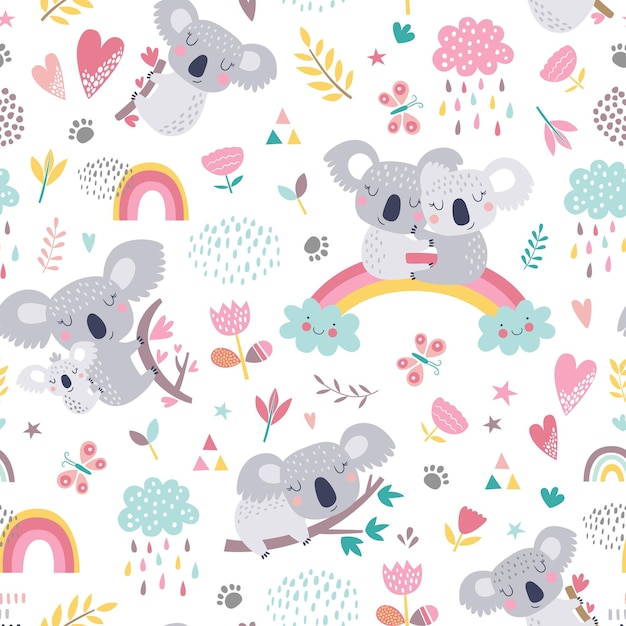 seamless pattern with cute koala