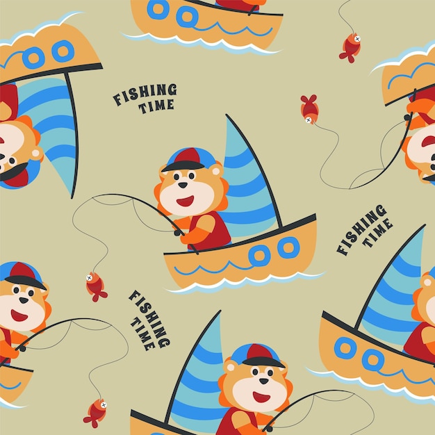 Seamless pattern with cute litlle the animal sailor Cute Marine pattern