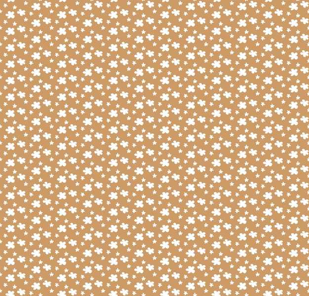 Seamless pattern with cute little white flowers on creamy background, Seamless white floral pattern