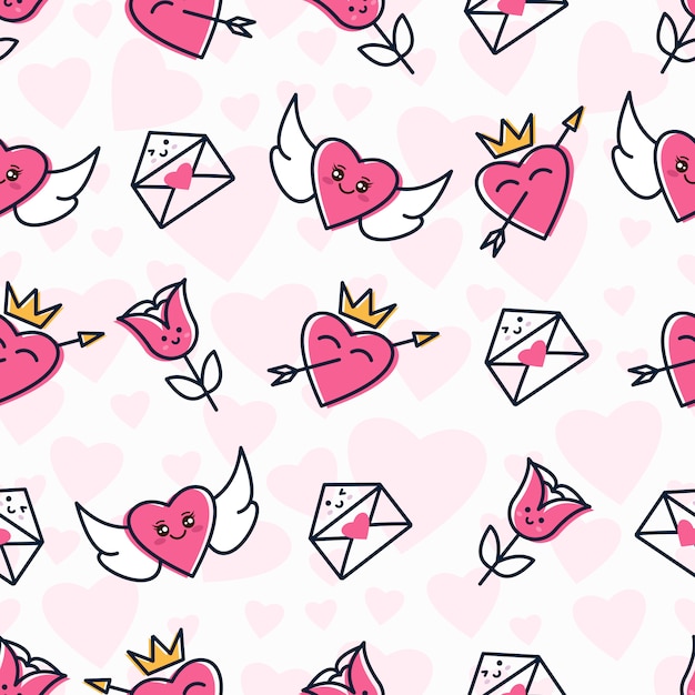 Seamless pattern with cute love icon