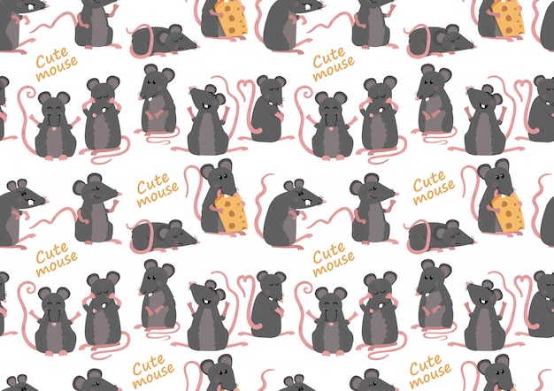 Seamless pattern with cute mice 