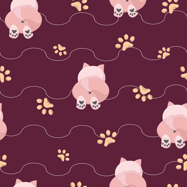 seamless pattern with cute pastel cat background