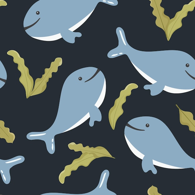 seamless pattern with cute sea animals