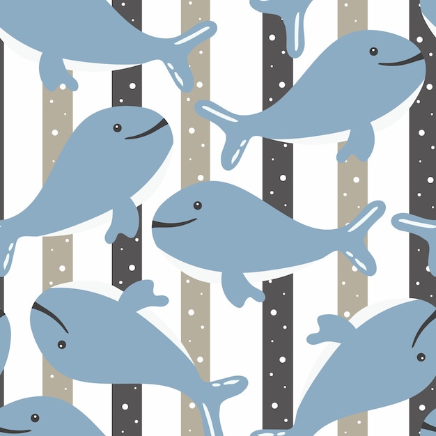 seamless pattern with cute sea animals