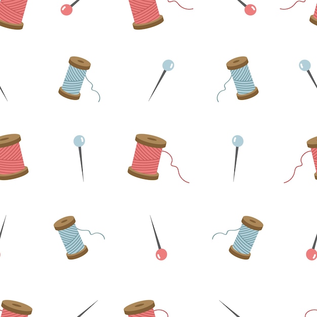 A seamless pattern with cute sewing tools