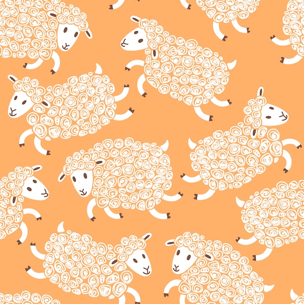 Seamless pattern with cute sheep.