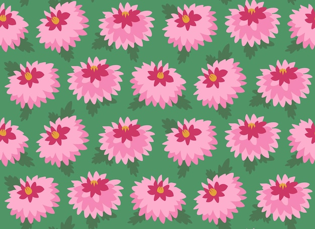 Seamless pattern with dahlia heads