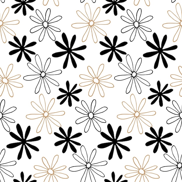 Seamless pattern with daisy flower