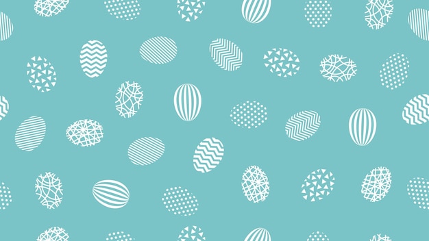 Vector seamless pattern with decorated easter eggs on turquoise background vector texture with simple geometric egg design abstract blue wallpaper for spring holiday