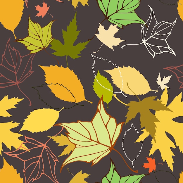 Seamless pattern with decorative autumn leaves