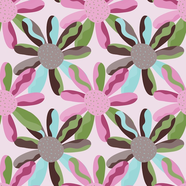 Seamless pattern with decorative flowers Floral vector background