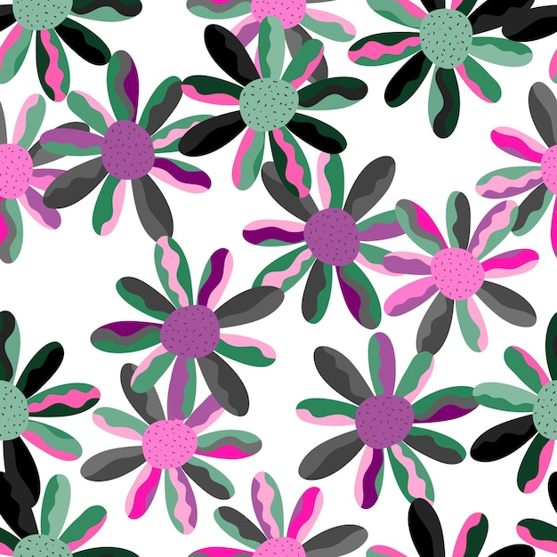 Seamless pattern with decorative flowers Floral vector background