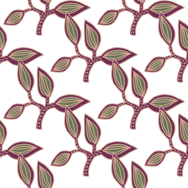 Seamless pattern with decorative leaves Hand drawn exotic botanical texture Sketch jungle leaf seamless wallpaper