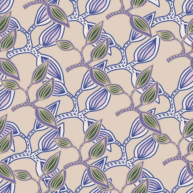 Seamless pattern with decorative leaves Hand drawn exotic botanical texture Sketch jungle leaf seamless wallpaper