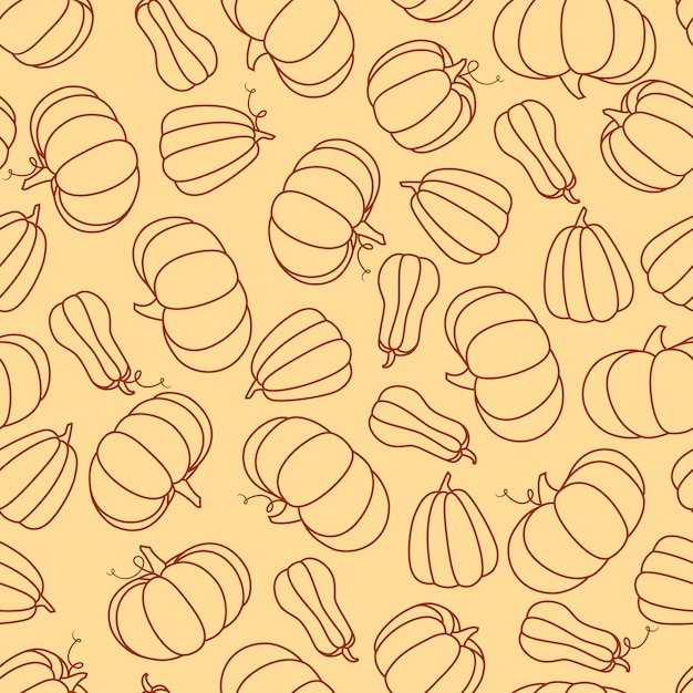 Seamless pattern with different pumpkins