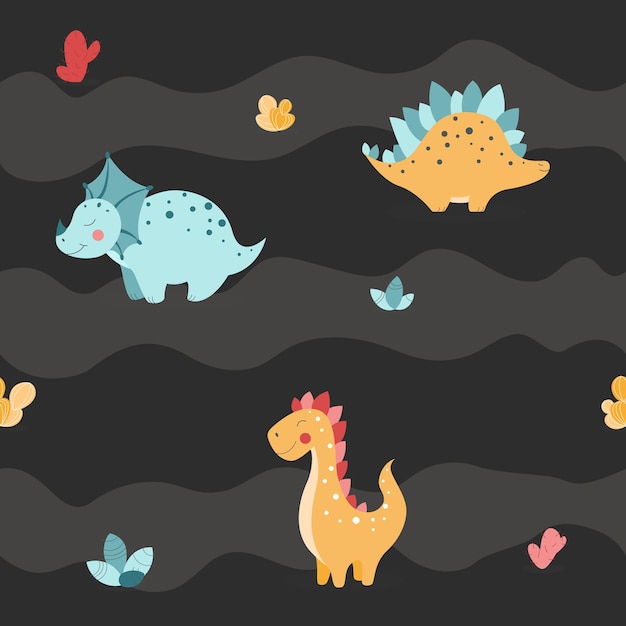 Seamless pattern with dinosaurs, dino pattern,cartoon dino