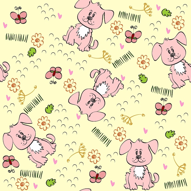 Seamless pattern with dogs