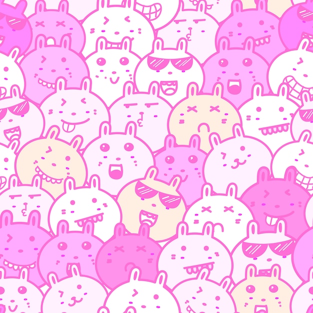 Seamless pattern with doodle bunny