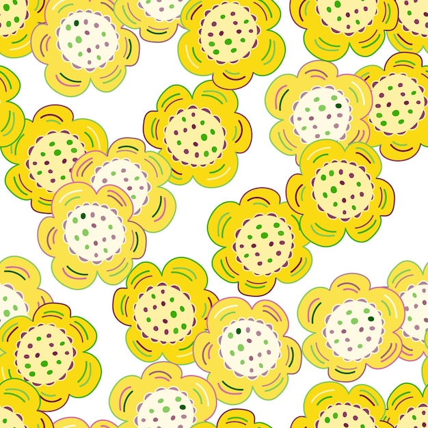 Seamless pattern with doodle flowers