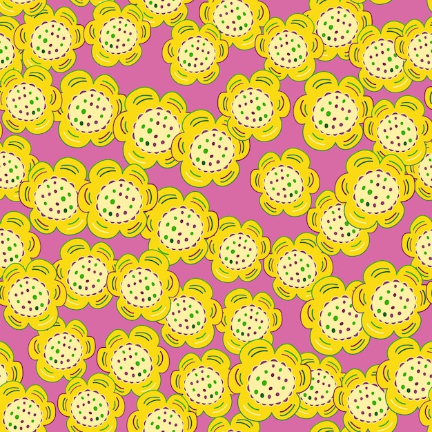 Seamless pattern with doodle flowers