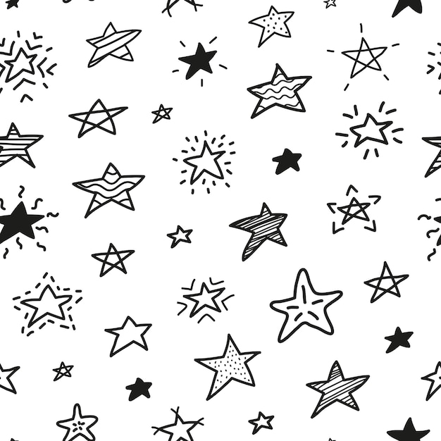 Seamless pattern with doodle stars