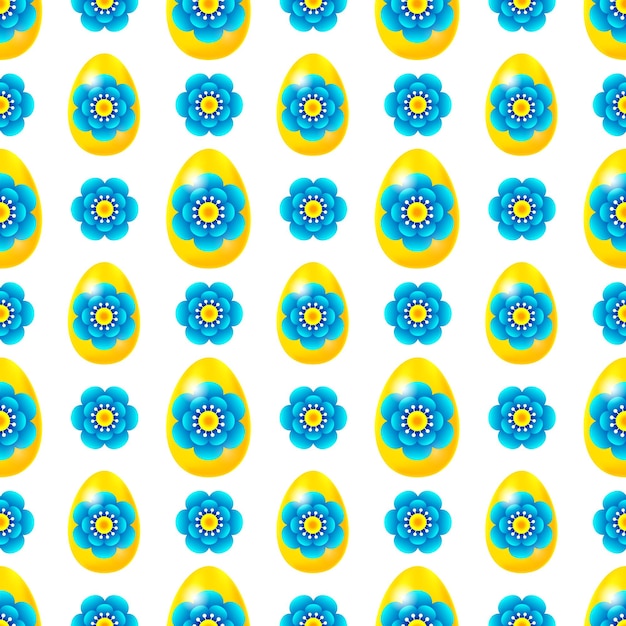 Seamless Pattern with Easter eggs and flowers