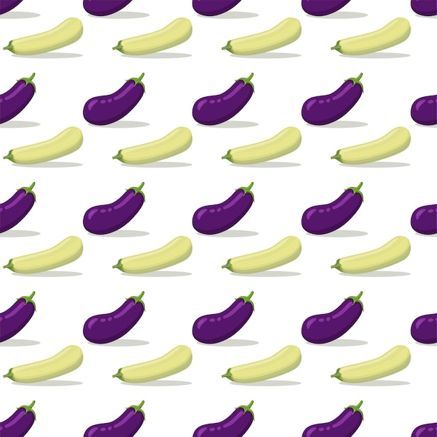 Seamless pattern with eggplant, squash, zucchini. Background with seasonal vegetables.