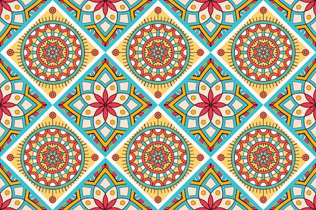 Seamless pattern with ethnic mandala ornament