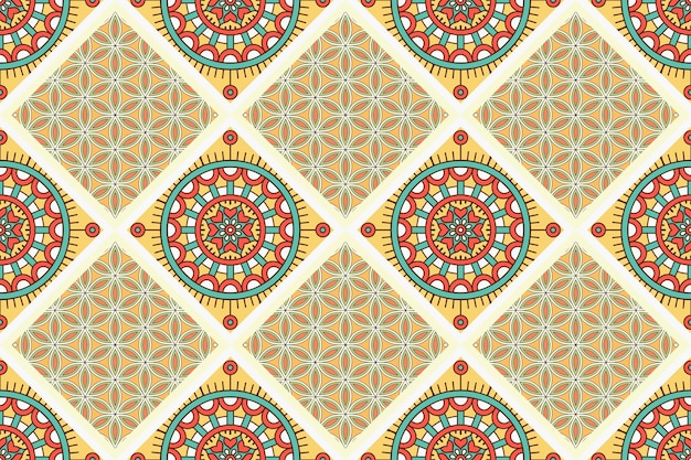 Seamless pattern with ethnic mandala ornament