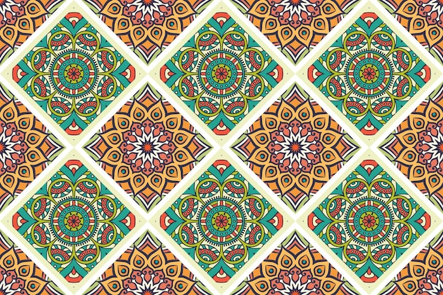 Seamless pattern with ethnic mandala ornament