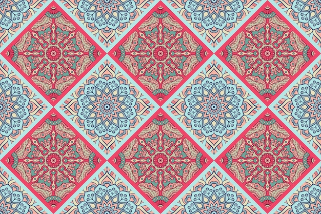 Seamless pattern with ethnic mandala ornament