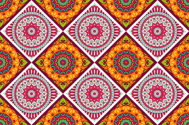 Seamless pattern with ethnic mandala ornament