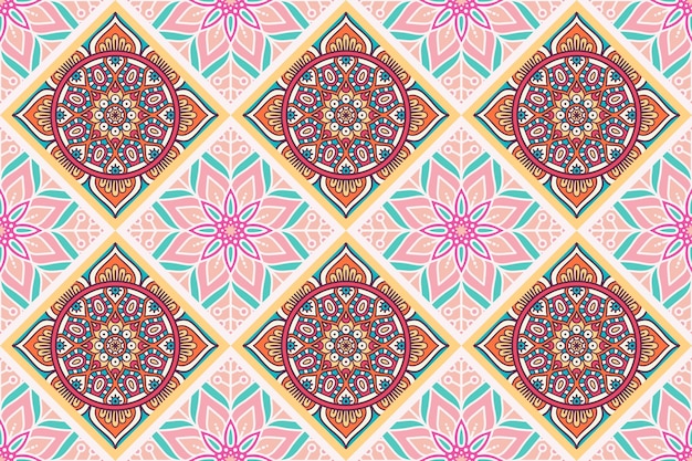 Seamless pattern with ethnic mandala ornament